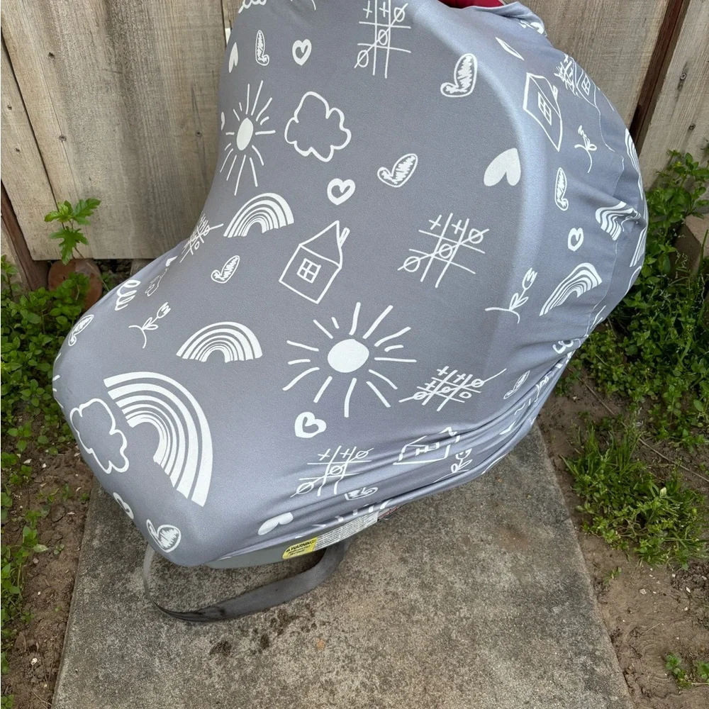 Gray Diaper Cover with White Patterns